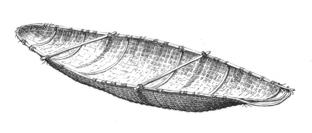 11 Vietnam - Annam - imbarcazione di bambu costruita col sistema della cesta